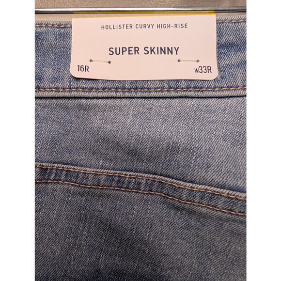 Hollister Womens Jeans, Medium Wash Curvy High-Rise Super Skinny Jeans, Sz 16/33 - Picture 2 of 9